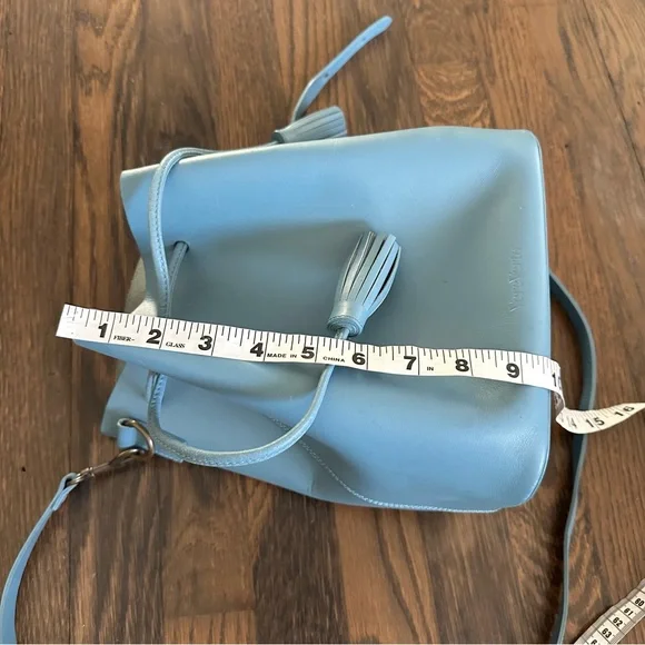 Vere Verto Light Blue Leather Bucket Bag - Picture 10 of 12